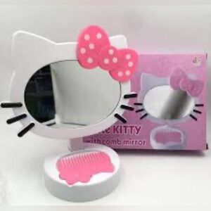 Hello Kitty Pink and White Mirror with Comb